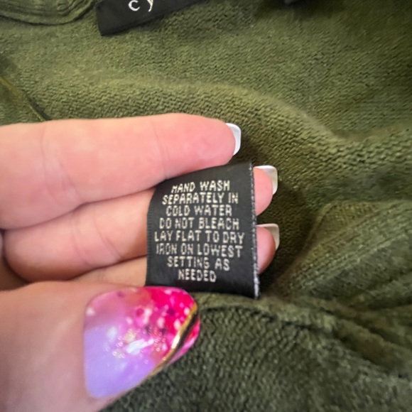 Cyrus Olive Open-Front Ribbed Trim Cardigan - Picture 5 of 5